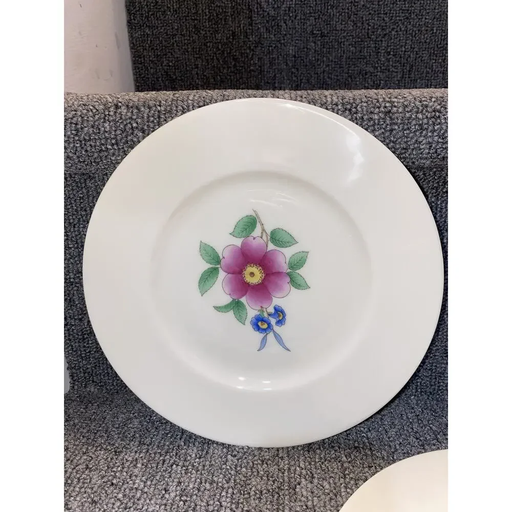 Lenox Butterfly Meadow Set of 5 Party Snack Plates Set 8” Flora Flower Lot White